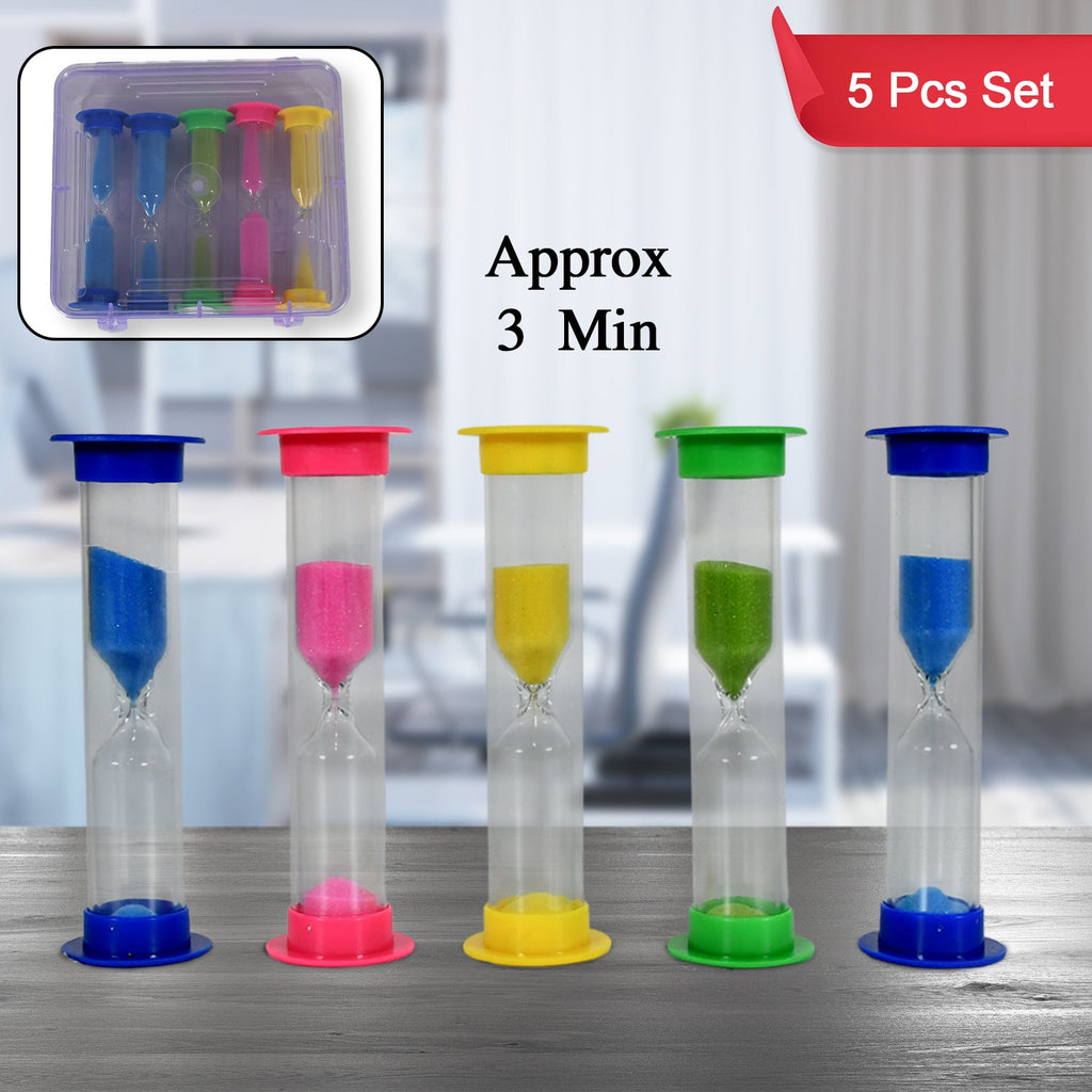 PremiumAV PremiumAV Plastic Hourglass Sand Timer Set – 3-Min Sand Clock for Kitchen, Office, School & Kids (5 Pc) –  