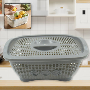 PremiumAV PremiumAV Multipurposes Plastic Basket, Organizer for Kitchen, Countertop, Cabinet, Bathroom with Lid, Plastic Storage Basket For Store Fruits, Vegeta 