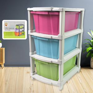 PremiumAV PremiumAV 3-Layer Plastic Drawer Storage Organizer, Multi-Purpose Cabinet (1 Pc / Mix Color) –  