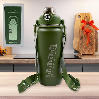 PremiumAV Stainless Steel Water Bottle with Straw, Strap & Handle  Vacuum Insulated Thermos Flask Double-Walled Coffee Thermos Flask Leak-proof Water