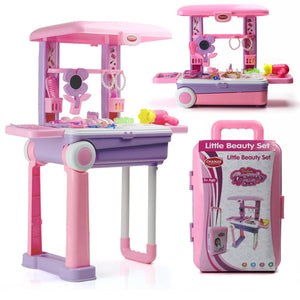PremiumAV PremiumAV Big Beauty Set Suitcase On Wheel, The Ultimate Beauty Set On Wheels for Girls, Makeup Kit is Easy to Clean & Use, Portable Beauty Set with 2 
