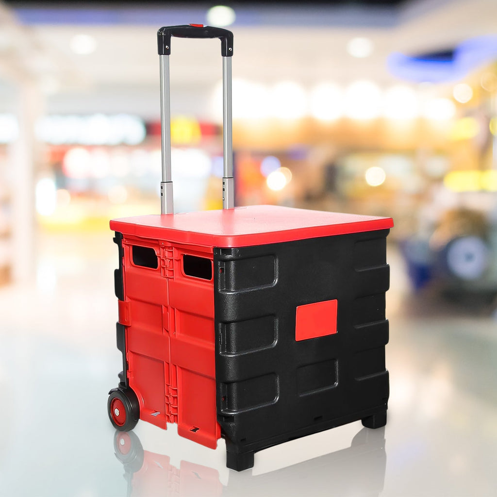 PremiumAV PremiumAV Foldable Shopping Grocery Trolley / Cart Travel Portable Food Basket (1 Pc) –  