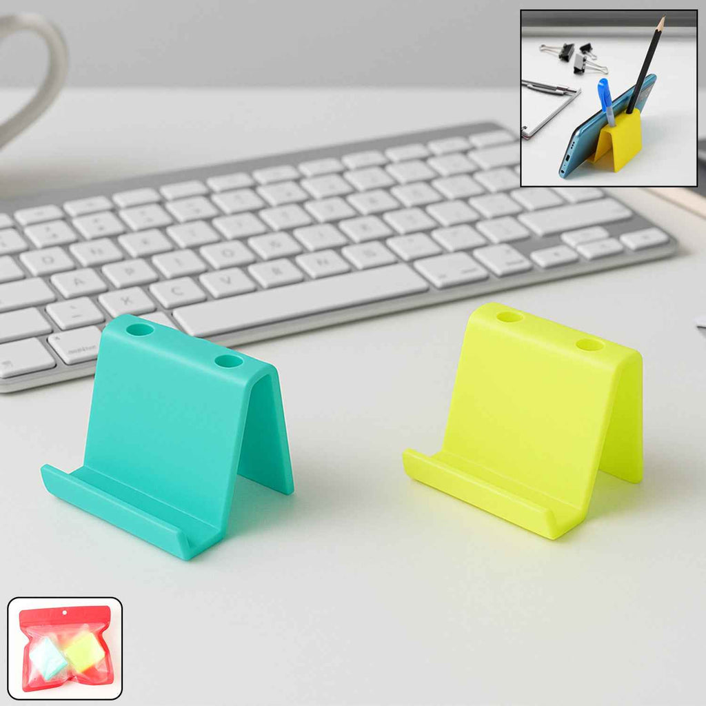 Multifunctional Plastic Mobile Phone Stand & Pen Holder (2 Pc & mix color)