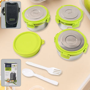 PremiumAV PremiumAV Stainless Steel Tiffin Lunch Box Container / Dabba with 4 Side Clip Lock Lid for Office & School Use/ Food Grade / Air Tight / Easy to Carry 
