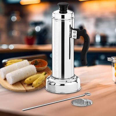 PremiumAV Puttu Maker Set with Steamer Plate & Pressure Cooker Top, Stainless Steel