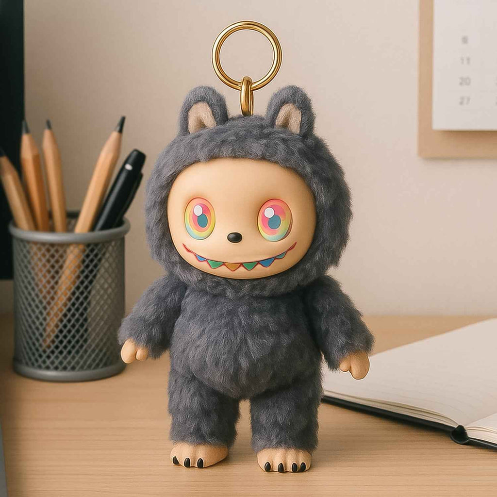 Black Plush Toy Cartoon Keychain with Hook Colorful Animal Black Have a Seat Vinyl Plush Blind Box  (1 Pc)