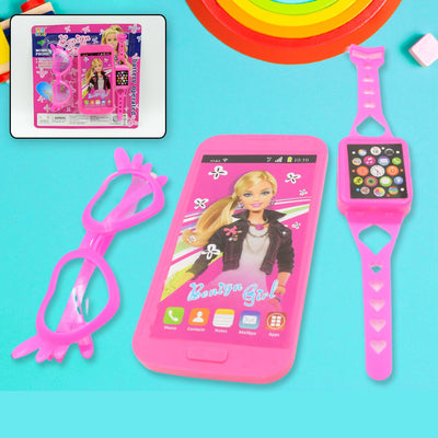 PremiumAV Barbiee Musical Phone, Watch & Glasses Set for Girls  ABS Calling Toy (3-Piece, Battery Not Included)