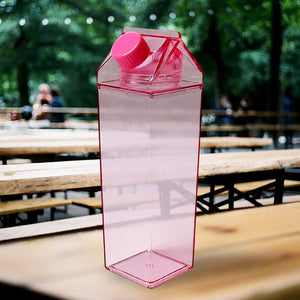 PremiumAV PremiumAV Plastic Milk Carton Colorful Clear Water Bottle, 17 Oz Portable Milk Box Leakproof Square Juice Bottle for Outdoor Sports Travel Camping – n 