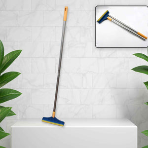 2 in 1 Cleaning Brush & Wiper , Long Handle Floor Brush, Rotatable Cleaning Brush for Bathroom, Kitchen, 120 Degree Triangular Rotating Brush Head with Wiper