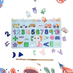 PremiumAV PremiumAV Wooden Number Puzzle Match Board and magnetic rod –  