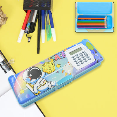 PremiumAV Magnetic Geometry Box - Double-Sided Pencil Case with Calculator for Students