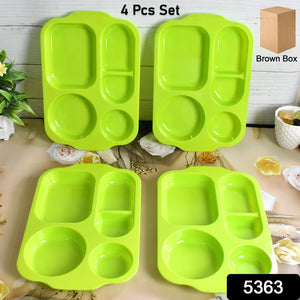 Unbreakable Plastic Food Plates / Biodegradable 5 Compartment Square Plate for Food  - PremiumAV