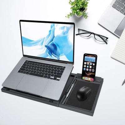 PremiumAV Laptop Stand Suitable Portable Foldable Compatible with MacBook Notebook Tablet Tray Desk Table Book with Free Phone Stand