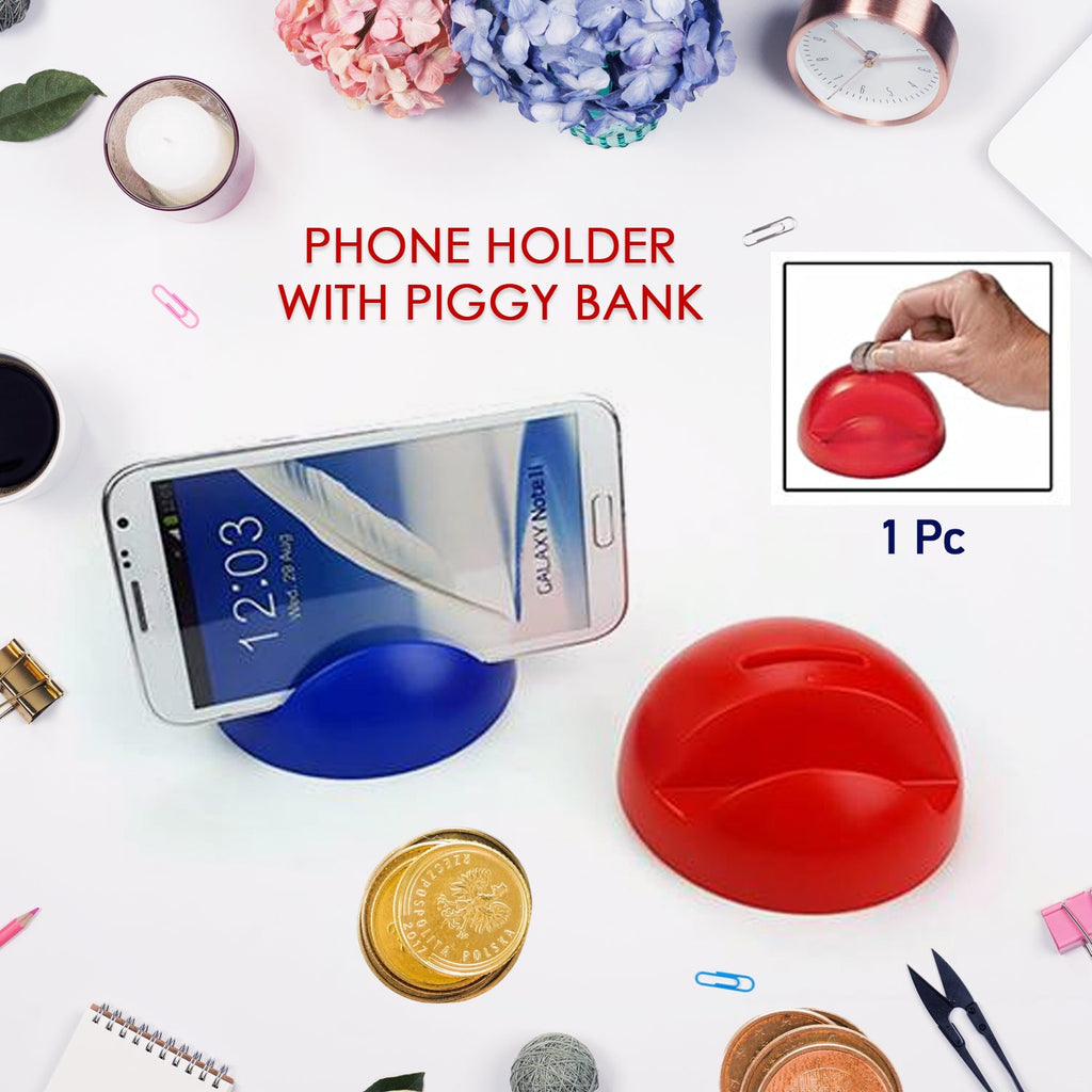 PremiumAV PremiumAV 2in1 ABS Plastic Phone Holder Phone Stand With Coin Bank (1 Pc) –  