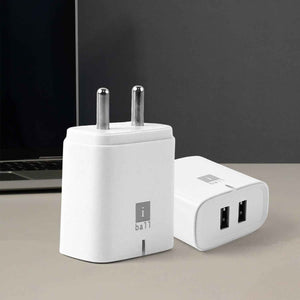 iBall Dual USB Wall Charger 5V/3.1A – High-Speed Dual Port Fast Charging Adapte (1 Pc)