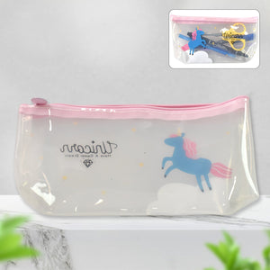 PremiumAV PremiumAV Transparent Unicorn Pencil Zip Pouch Bag (1 Pc) –  
