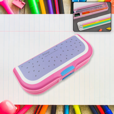 PremiumAV Multipurpose Cartoon Pencil Box  2-Compartment Compass Box for Kids (Mix Color 1 Pc)