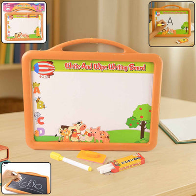 2-in-1 Double-Sided Write and Wipe Educational Drawing Board for Kids (1 Set)