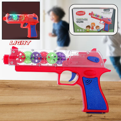 PremiumAV Plastic Gear Simulation Laser Toy Gun  3D Lights, Music & Rotating Gear (1 Pc, 3+ Years)