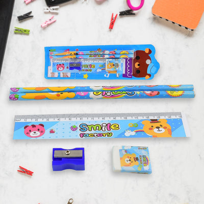 PremiumAV Cartoon Wooden Pencil Set for Kids Boys Return Gifts Birthday Party Space Stationary Set Pencil Eraser Sharpener Combo Kit for Kids Boys (Mi