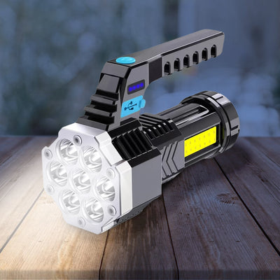PremiumAV Portable Flashlight / Torch  COB 7LED Hand Light USB Rechargeable Light with Side Light (1 Pc)