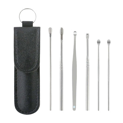 PremiumAV 15036 6-in-1 Ear Wax Cleaner- Resuable Ear Cleaning Tools Leather Pouch