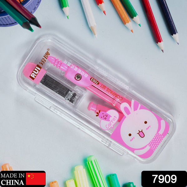 Multifunctional compass Box For Boys & Girls for School, Small Size Cartoon Printed Pencil Case for Kids Birthday Gift.