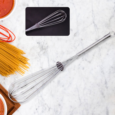 PremiumAV Stainless Steel Manual Milk Frother Egg Whisk Free Egg Separator (1 Pc)