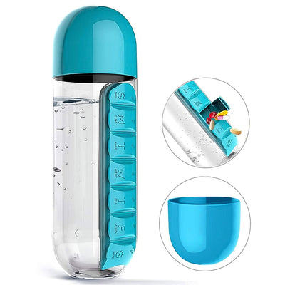 PremiumAV Multi-Use Pill & Water Bottle for Travel (600 Ml, Mix Color)