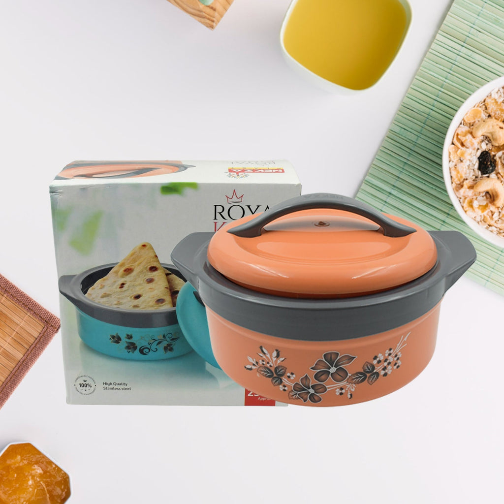 PremiumAV PremiumAV Casserole Box for Food Searving Inner Steel Insulated Casserole Hot Pot Flowers Printed Chapati Box for Roti Kitchen (Approx 2500 ml) –  