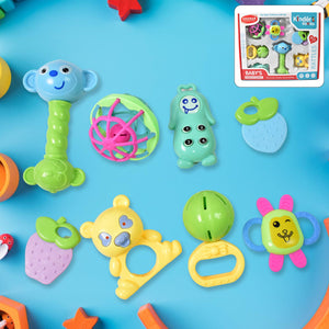 PremiumAV Kinder Rattles Classic Store Plastic Non-Toxic Shake and Grab Ball Baby Rattles & Teethers (8 Pcs Set)  - PremiumAV