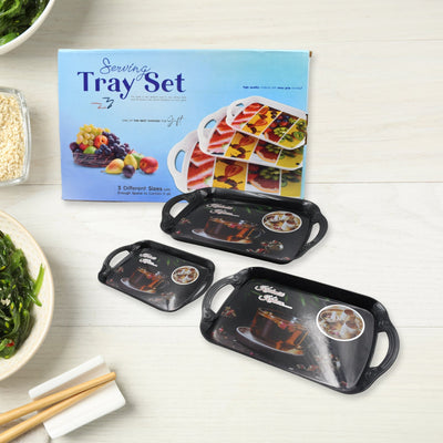 PremiumAV Serving Tray Set  (Pack of 3 Pcs) (Small, Medium, Large) (Multicolour)