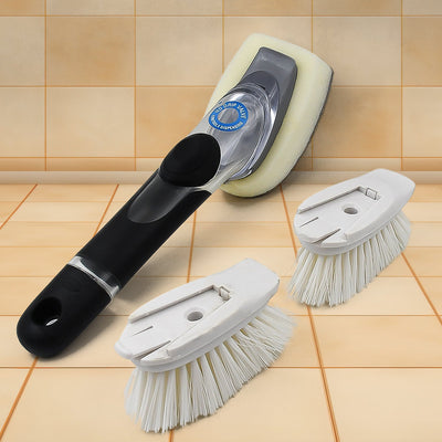 PremiumAV Dish Scrubber with Soap Dispenser, Soap Dispensing Dish Brush Set (1 Set)