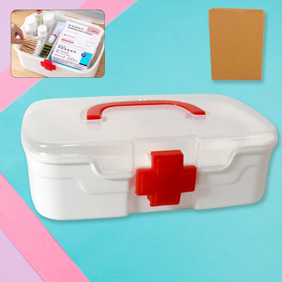 PremiumAV Medical Box, 1 Piece, Indoor Outdoor Medical Utility, Medicine Storage Box, Detachable Tray Medical Box Multi Purpose Regular Medicine, Firs