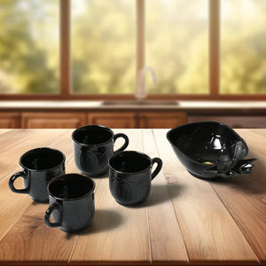 PremiumAV PremiumAV Pine Party Ceramic Tea / cups / Mug Set With Pineapple Shape Serving Bowl Milk Cup, Coffee Cup, Tea Cup, Breakfast Cup, Drinking Mug or Outd 