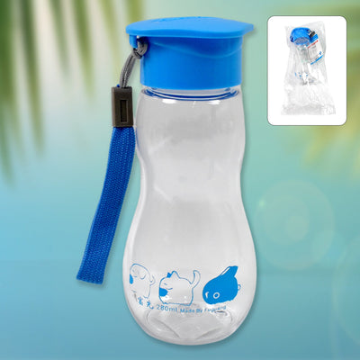 PremiumAV Transparent Travel Portable Water Bottle with Carry Straps (280 ML / 1 Pc)