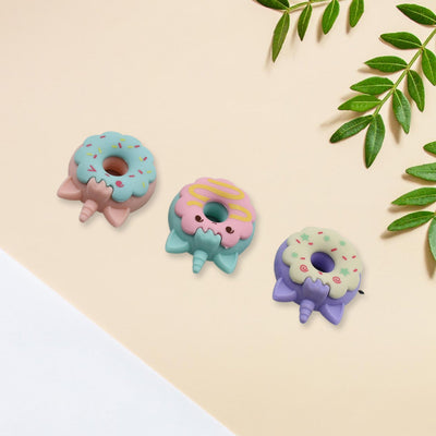 PremiumAV Tree Small Sized Cartoon Themed Non-Toxic Donut Erasers, School Stationery | for Kids - Boys & Girls | Birthday Gift |Return Gift (3pc Set)