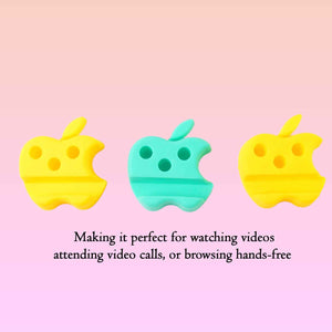 Multi-Functional Apple-Shaped Plastic Mobile Stand with Pen Holder (3 Pc / Mix Color)