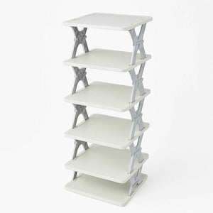 Smart 6-Layer Shoe Rack – Foldable, Collapsible & Heavy-Duty Plastic Stand for Home Entryway Storage Organizer (Mix Color)