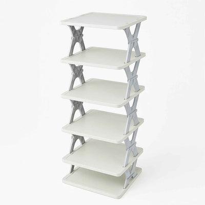 Smart 6-Layer Shoe Rack – Foldable, Collapsible & Heavy-Duty Plastic Stand for Home Entryway Storage Organizer (Mix Color)
