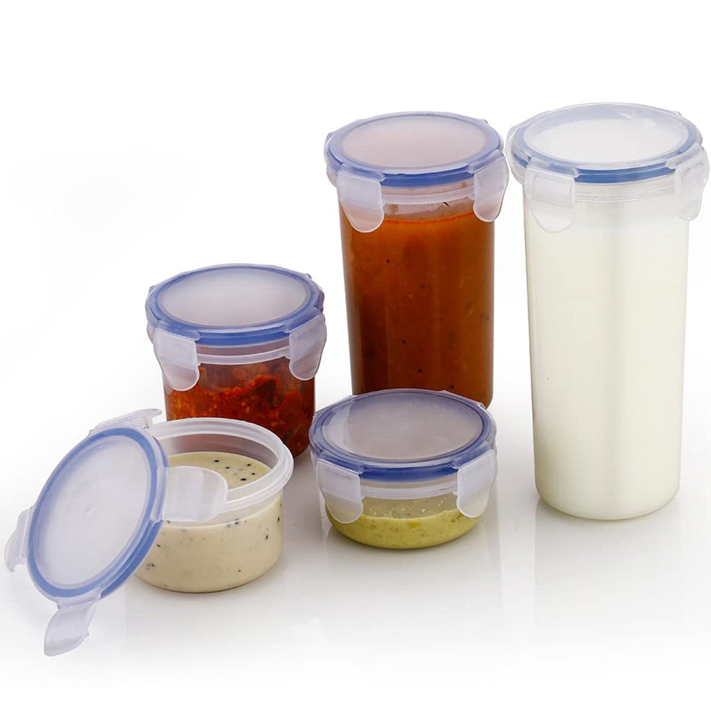 PremiumAV PremiumAV Plastic Liquid Round Airtight Food Storage Container with Leak Proof Locking Lid –  