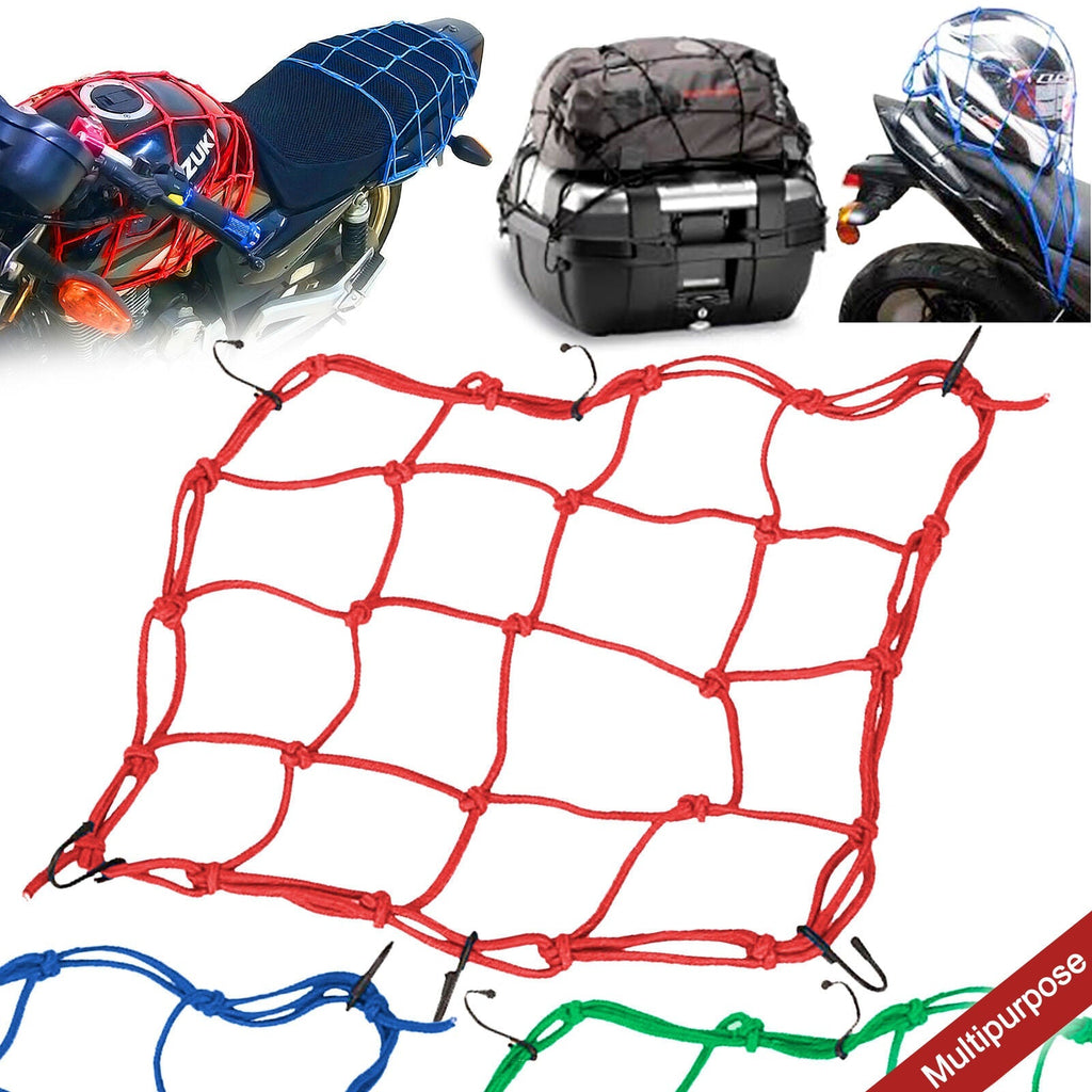 PremiumAV PremiumAV Heavy-Duty Elastic Bungee Cargo Net Mesh Holder - 4 Adjustable Hooks for Motorcycle Tank and Helmet, Octopus Holder for Backpacks and Helmet 