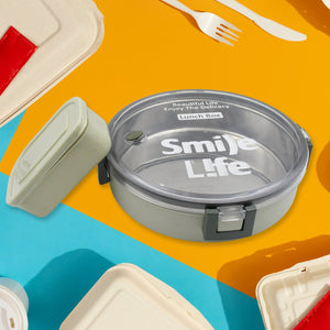 PremiumAV Miracle Stainless Steel Round Lunch Box, with Small Plastic Box Insert Leak Proof Lunch Box with Transparent lid, Lunch Box for Kids & Adult  - PremiumAV