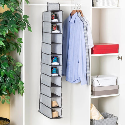 PremiumAV 10tier Multipurpose Storage Rack, Foldable, Collapsible Fabric Wardrobe Organiser for Clothes