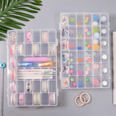 36 Grids Clear Plastic Organizer Box with Adjustable Compartment Dividers, Jewellery Storage Organizer Collection Box (1 pc )