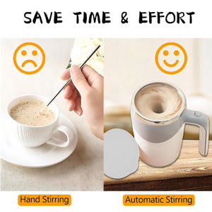 PremiumAV Stirring Coffee Mug | Magnetic Stirring Coffee Cup | Stainless Steel Mug for Milk | Travel Mixing Cup | Self Stirring Coffee Mug, Suitable f  - PremiumAV