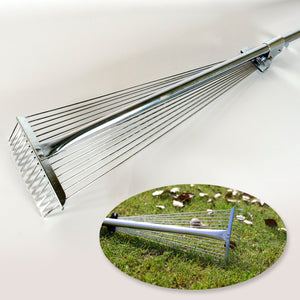 PremiumAV 115-152 CM Rake for Gardening, Stainless Steel Telescopic Garden Rake for Quick Clean Up of Lawn and Yard, Adjustable Rake Claws Spacing Gar  - PremiumAV