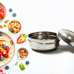 PremiumAV Multi-Purpose Stainless Steel Round Shape Tiffin Box - Small Gift For Baby Girl And Baby Boy For Office, School / Tuition / Picnic (big)  n  - PremiumAV