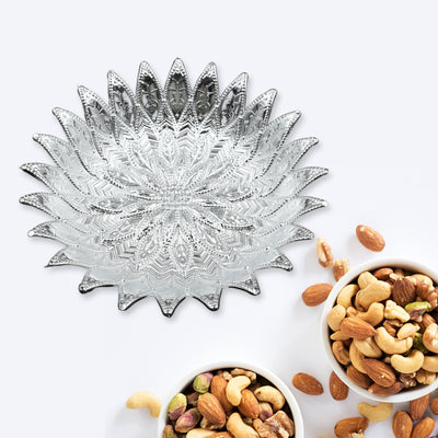PremiumAV Traditional Design Serving Tray, Plastic Silver Finish Serving Tray, Multipurpose Tray, Decorative Tray, Mukhwas Serving Tray (1 Pc )