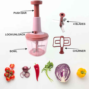 Apex  Quba Push Chopper with Stainless Steel Blades (1000ml)